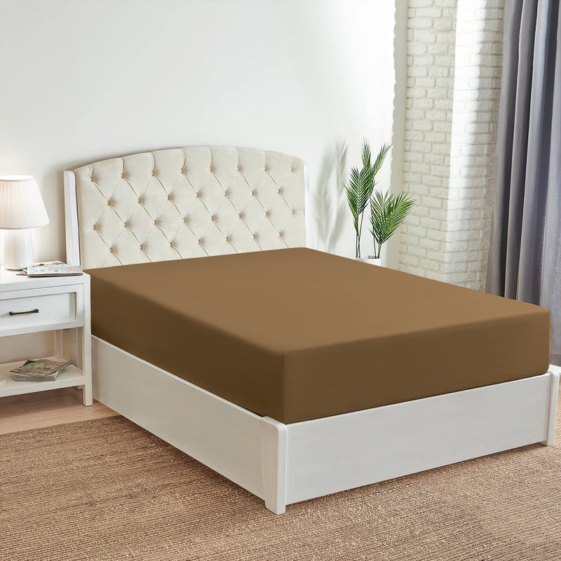 Mellanni Twin Fitted Sheet - Iconic Collection Bedding Sheets with up to 16 inch Deep Pocket - Soft & Cooling - Fade & Stain Resistant - 1 PC (Twin  Mocha) - Image 3